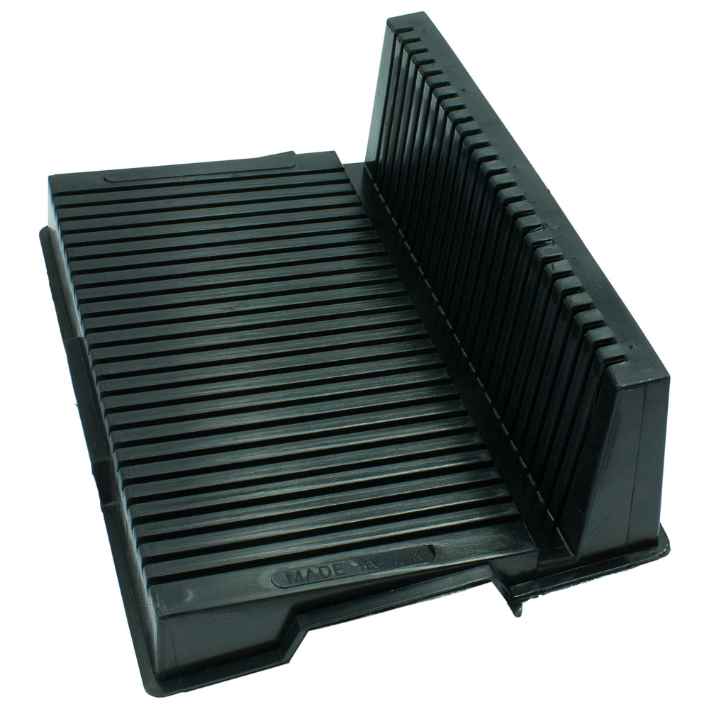 PCB holder, L-shaped, ESD, 350 x 270 x 130 mm, 25 grooves