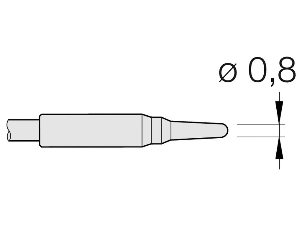 Soldering tip conical, D: 0.8 mm, straight, round, C105107