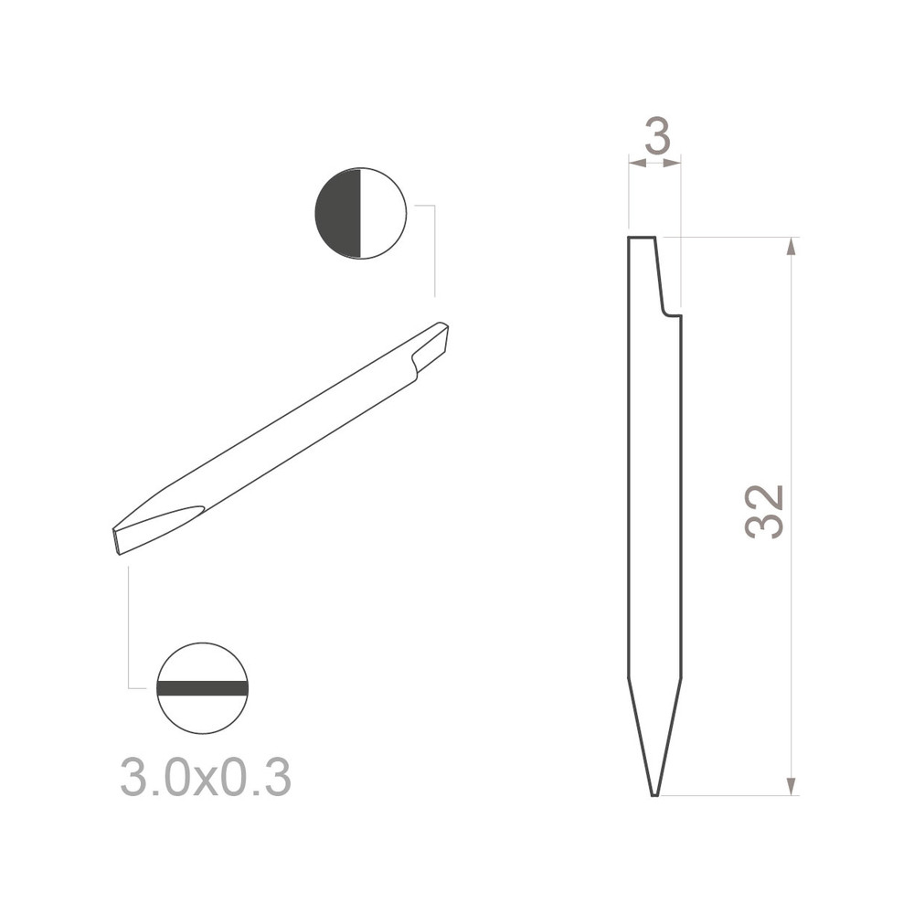 Adjustment screwdriver blade, slotted, 3.0 x 0.3 mm - 2