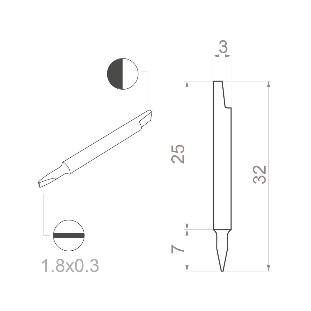 Adjustment screwdriver blade, slotted, 1.8 x 0.3 mm - 2