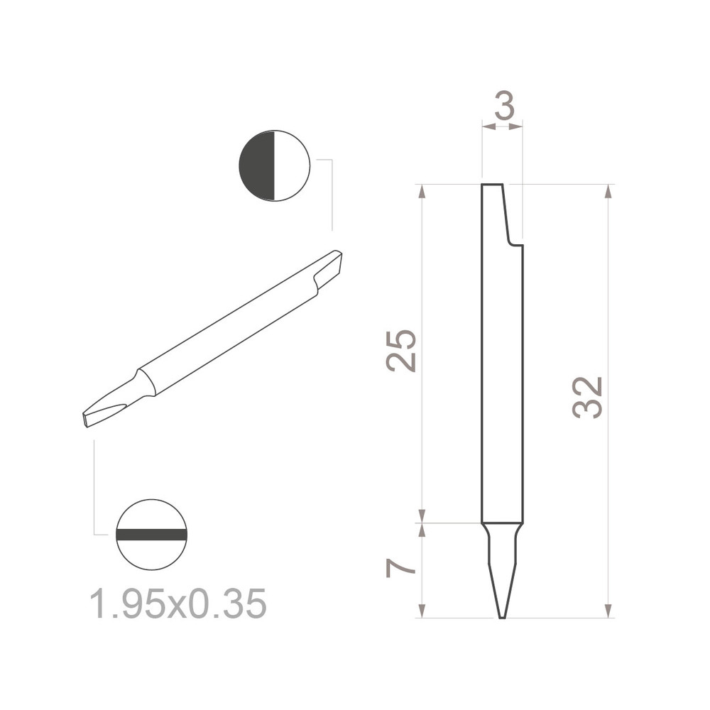 Adjustment screwdriver blade, slotted, 1.95 x 0.35 mm - 2