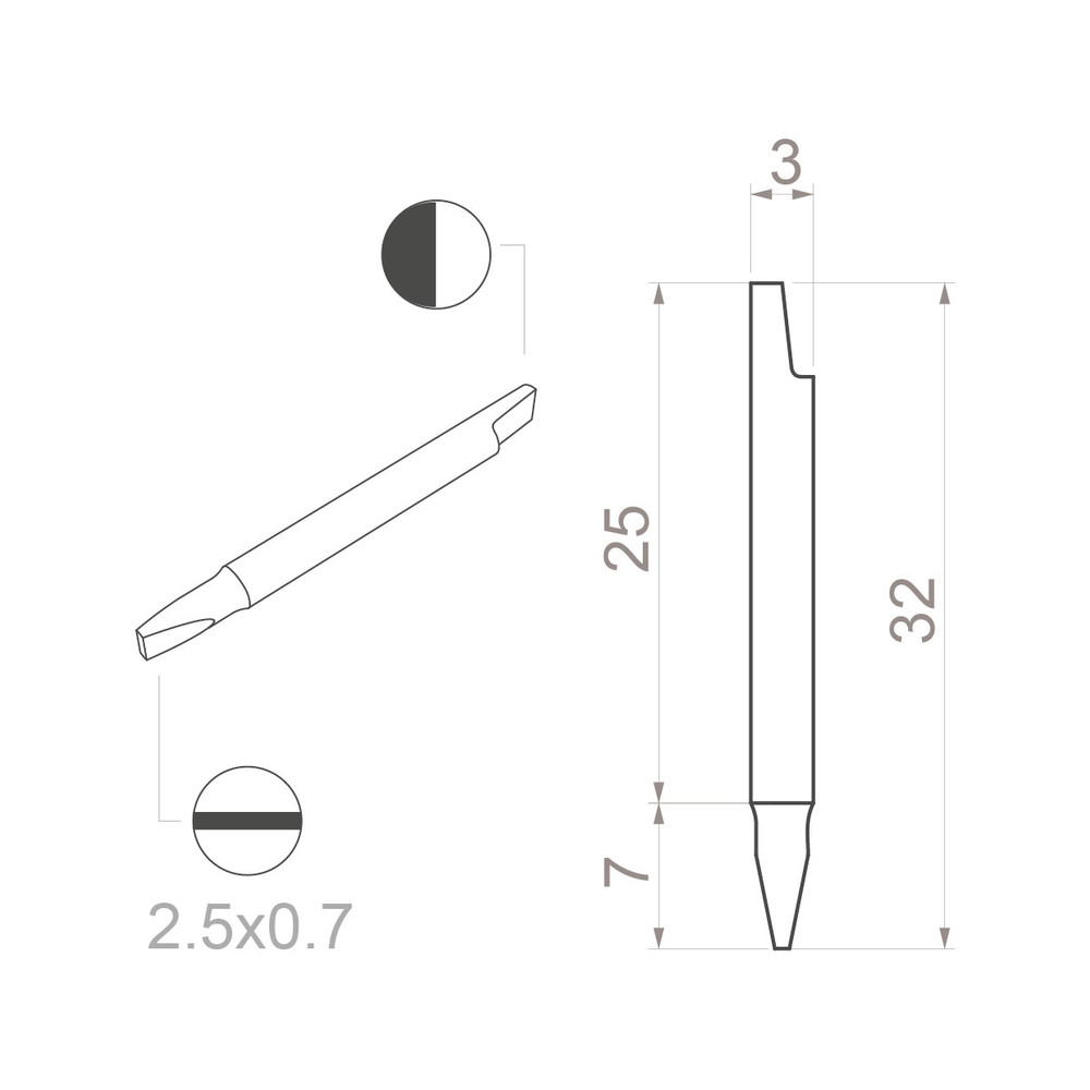 Adjustment screwdriver blade, slotted, 2.5 x 0.7 mm - 2