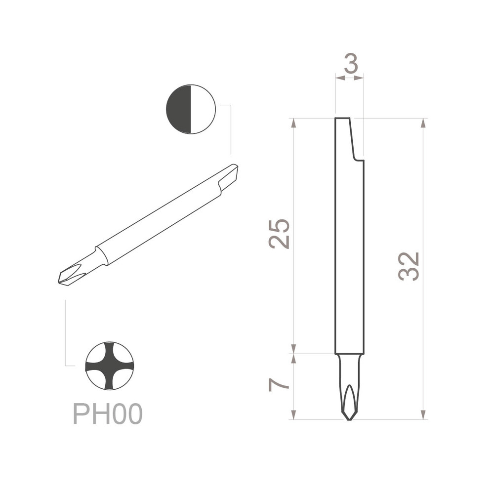 Adjustment screwdriver blade, Phillips, 00 - 2