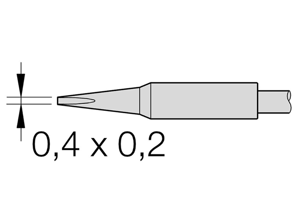 Soldering tip chisel-shaped, straight, 0.4 x 0.2 mm, C105117