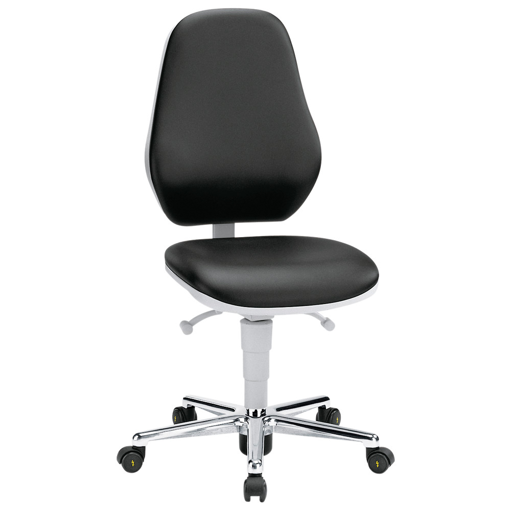Cleanroom Chair Basic 2, with casters, ESD, seat height 470–610 mm, 530 mm