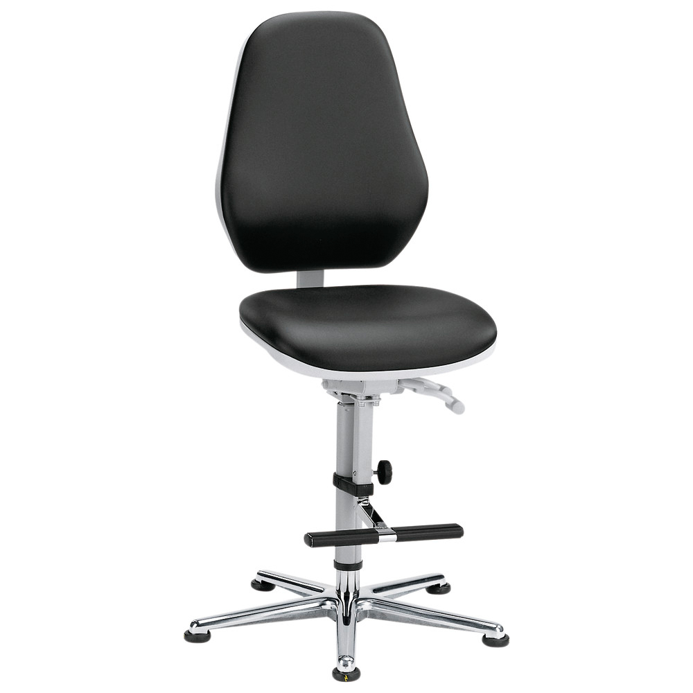 Basic 3 cleanroom chair, with glides/step-up aid, ESD, 620–870 mm, 430 mm