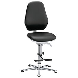 Basic 3 cleanroom chair, with glides/step-up aid, ESD, 620–870 mm, 430 mm