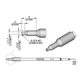 Plastic Inox soldering tip, C245166/Ø 1.7 mm, round
