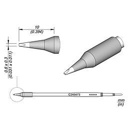 Lödspets serie C245 mejselform, C245673/0,8 x 0,3 mm, rak