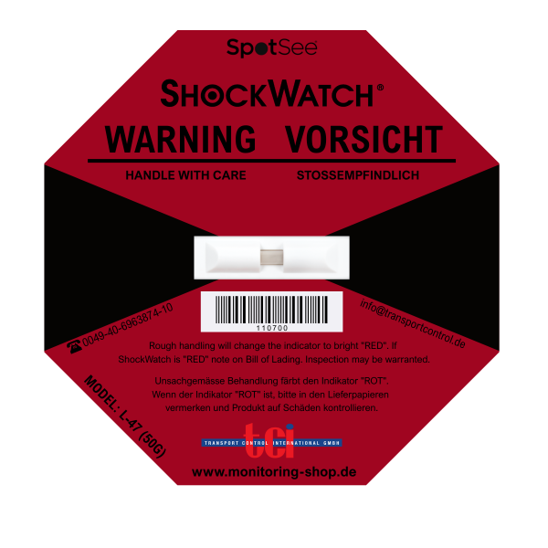 ShockWatch L-47, röd, 50 g / 50 ms