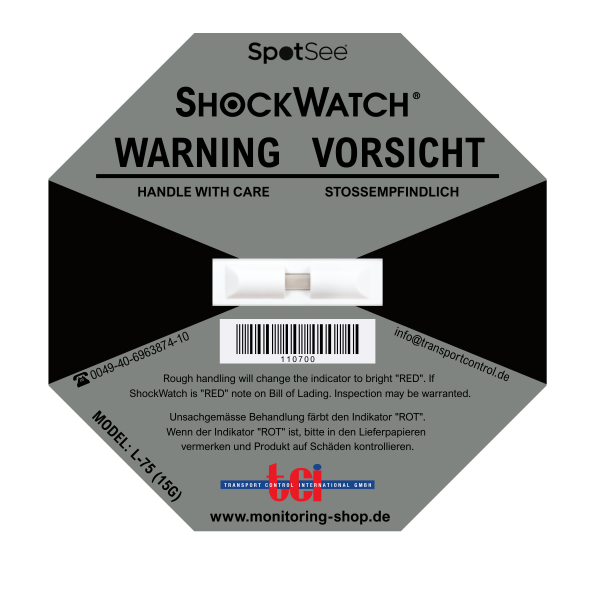 ShockWatch L-75, grå, 15 g / 50 ms