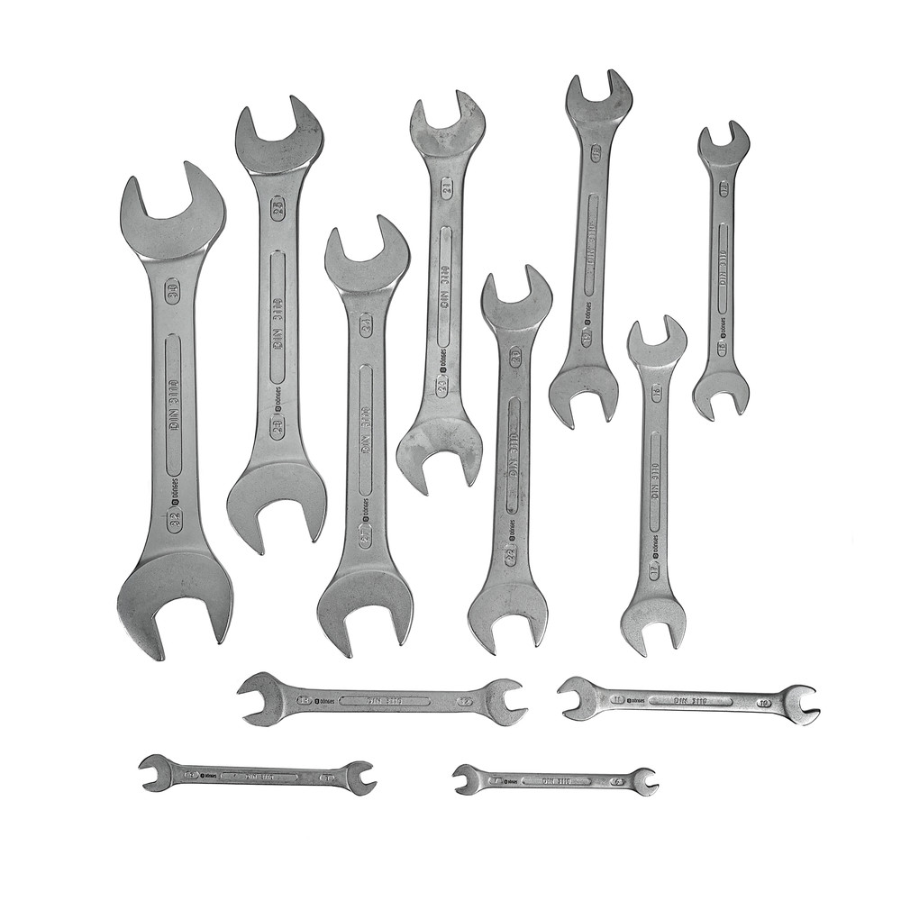 Open-end wrench set DIN 3110, 12-piece, 6–32 mm