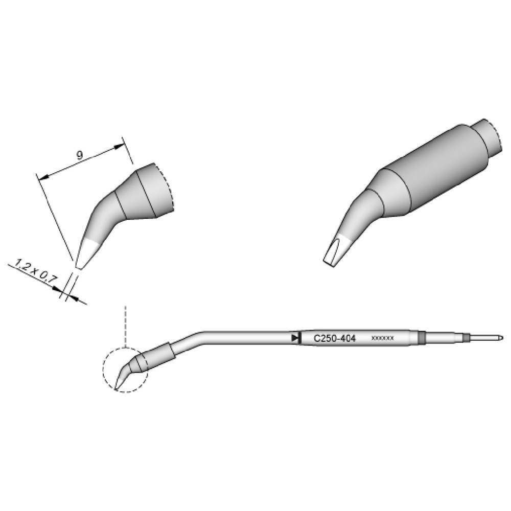 Lödspets serie C250, mejselform, C250411/4,8 x 1,5 mm, rak - 2