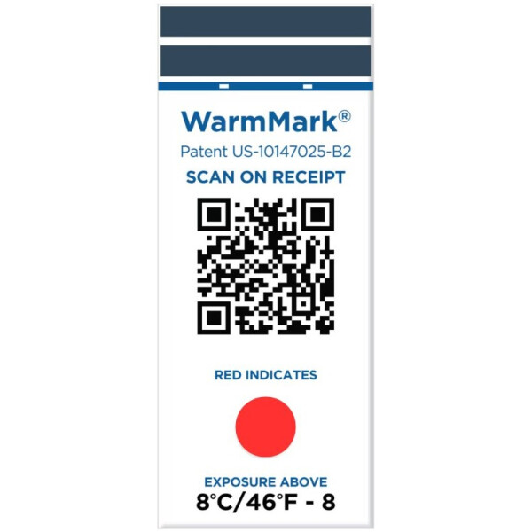 WarmMark® QR 37 °C (8-hour) single window temperature indicator