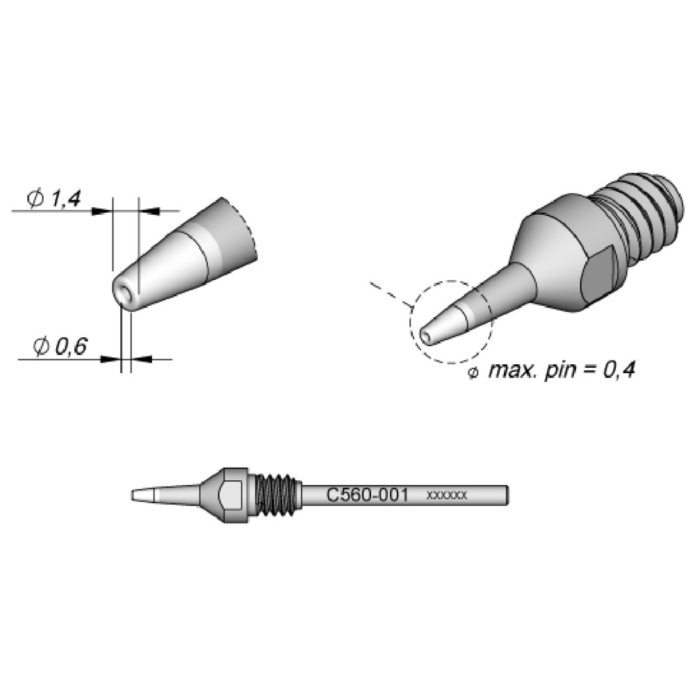 Lödspets serie C560, C560018/2,4 mm, 4,8 mm, rengöring av stift - 2