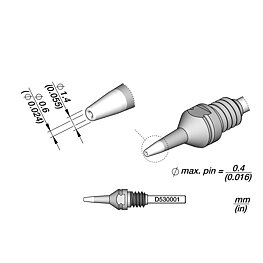 Desoldering tip series D530, D530018/2.2 mm, 4.6 mm, pin cleaning
