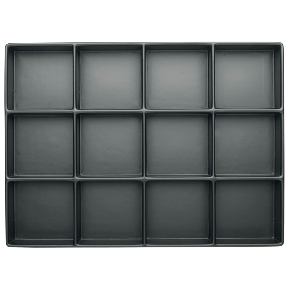 Djupdragen bricka 40 mm, ESD, 12 fack, 77 x 79 mm