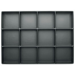Djupdragen bricka 40 mm, ESD, 12 fack, 77 x 79 mm