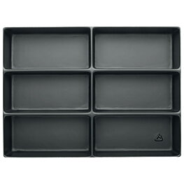 Djupdragen bricka 60 mm, ESD, fack 6 st, 75 x 160 mm