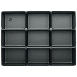 Djupdragningsbricka 60 mm, ESD, fack 9 st, 75 x 105 mm