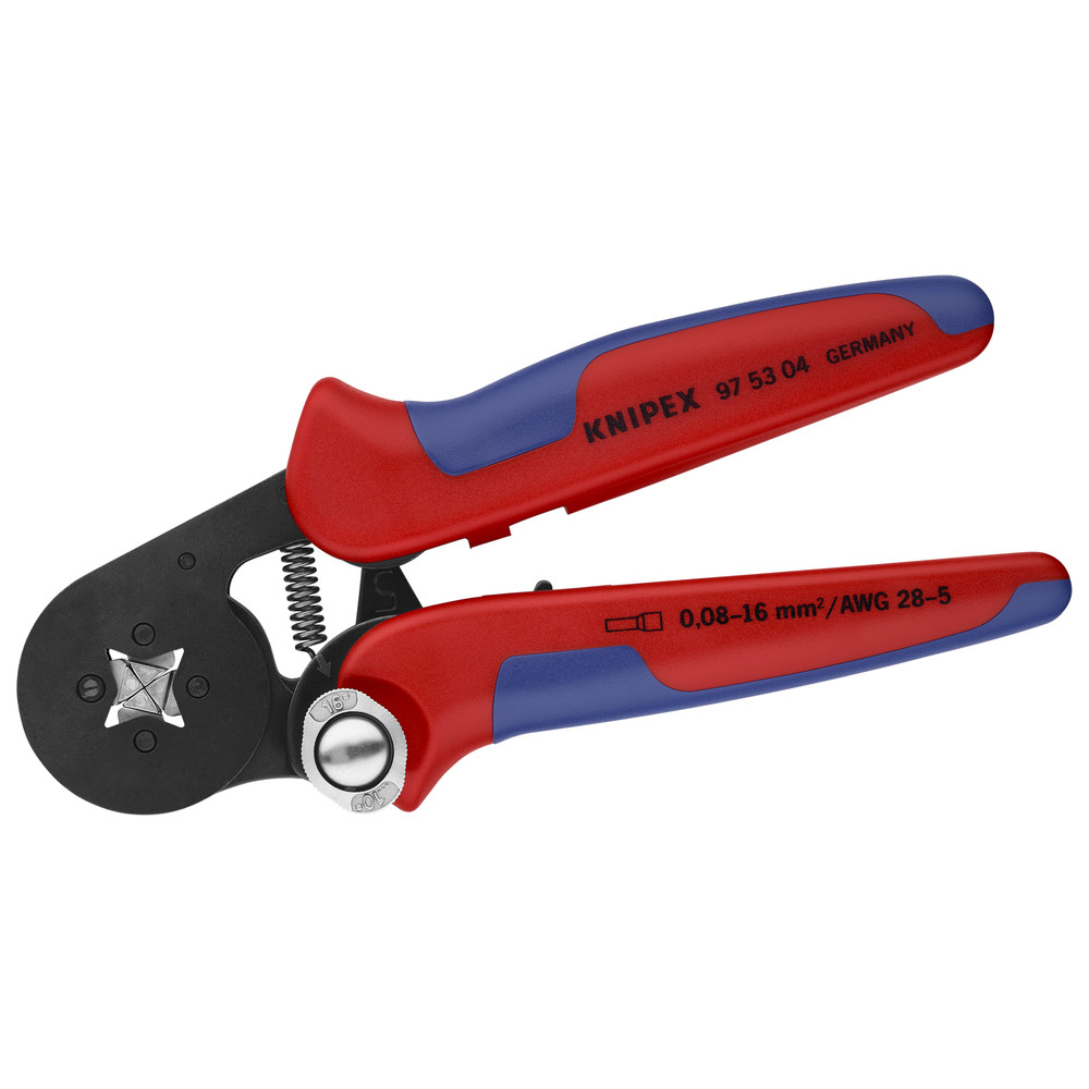 Self-adjusting crimping pliers for wire end ferrules, 0.08–10/16 mm², side-entry