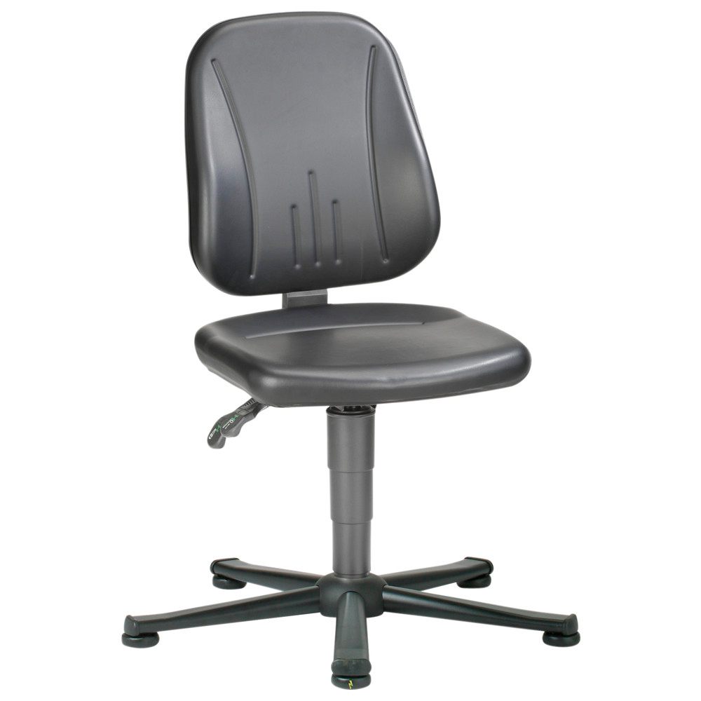 Arbetsstol Unitec 1 med glidfötter, ESD, svart (konstläder)