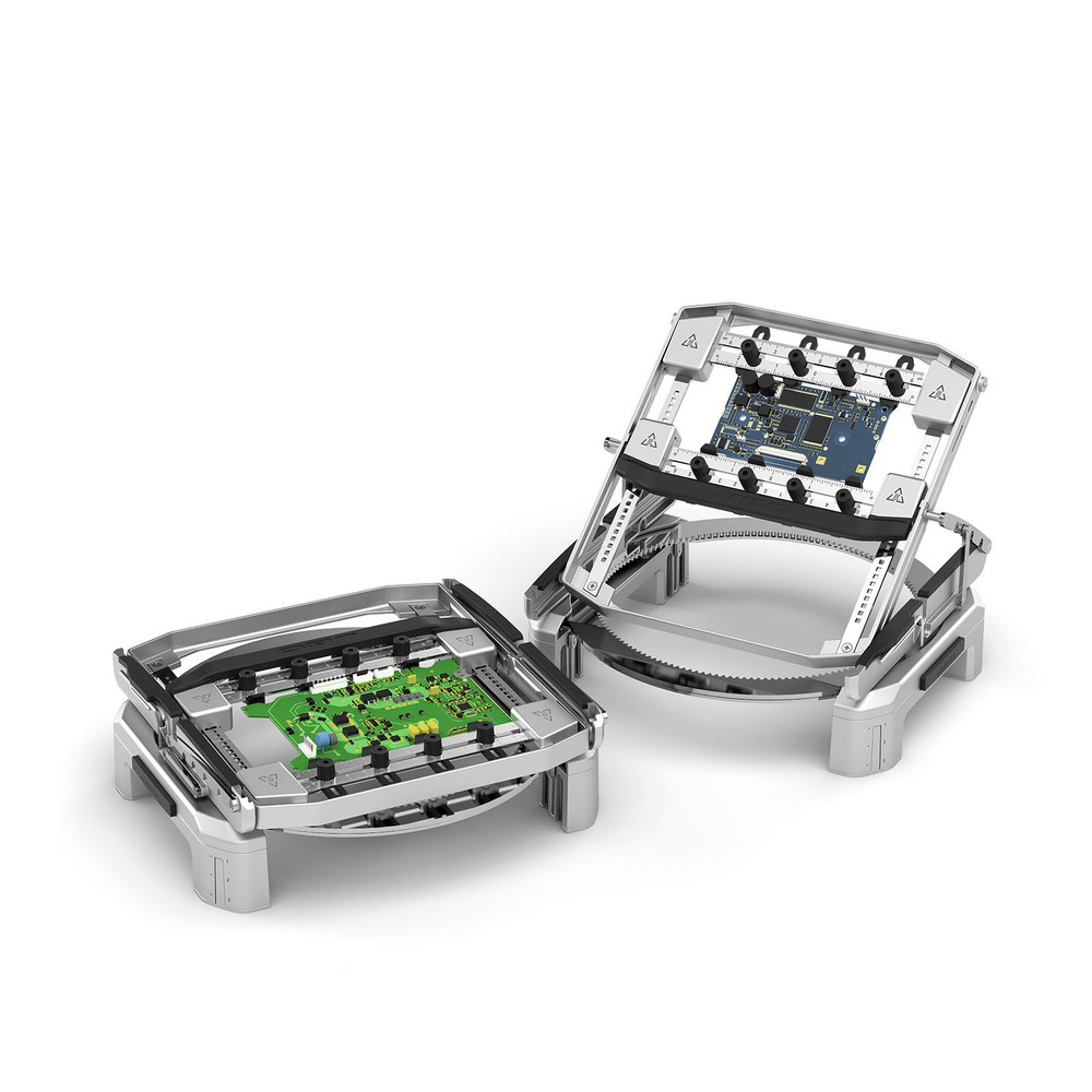 Placement and soldering frame, rotating