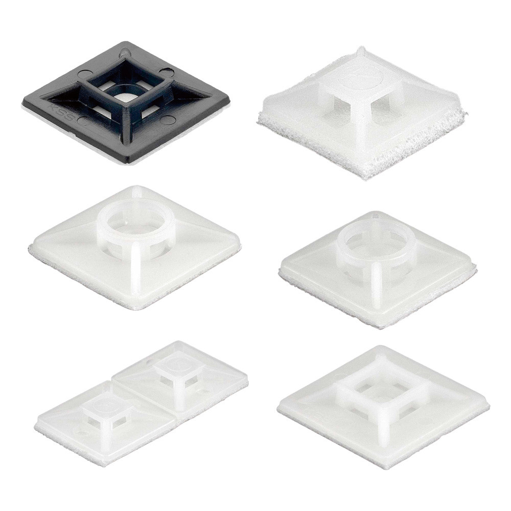 Mounting base, 19.0 x 19.0 x 3.9 mm, black, drill/glue