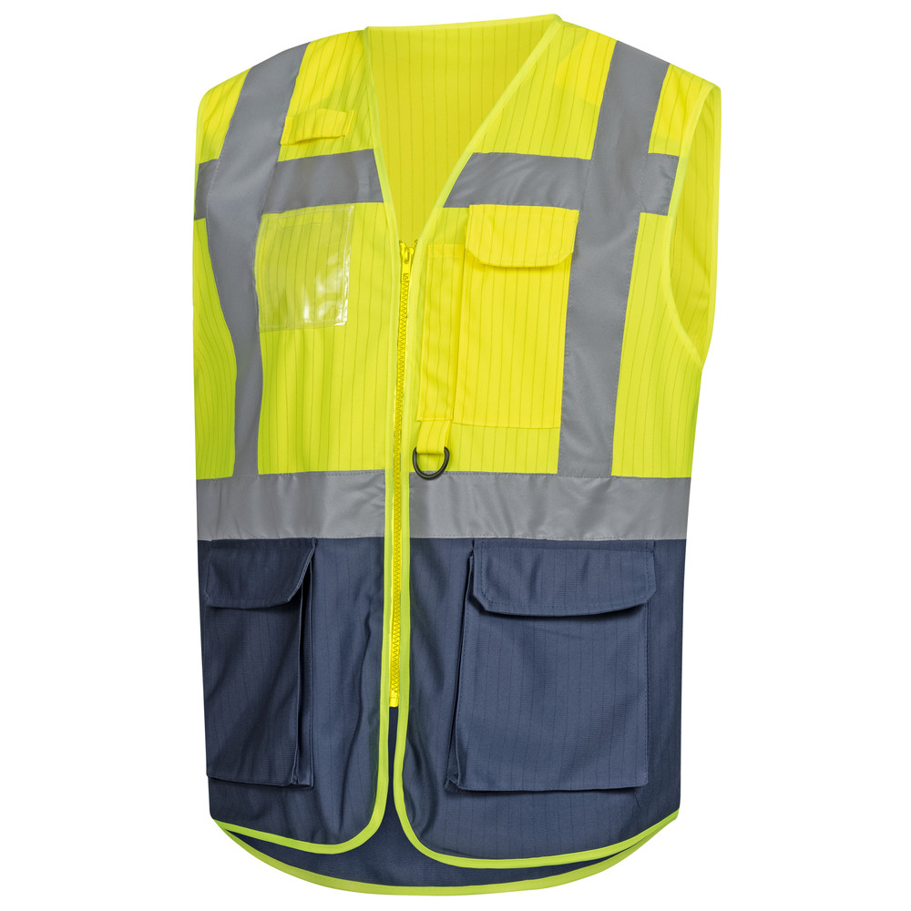 High-visibility vest, neon yellow/navy blue, L