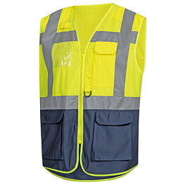 High-visibility vest, neon yellow/navy blue, M