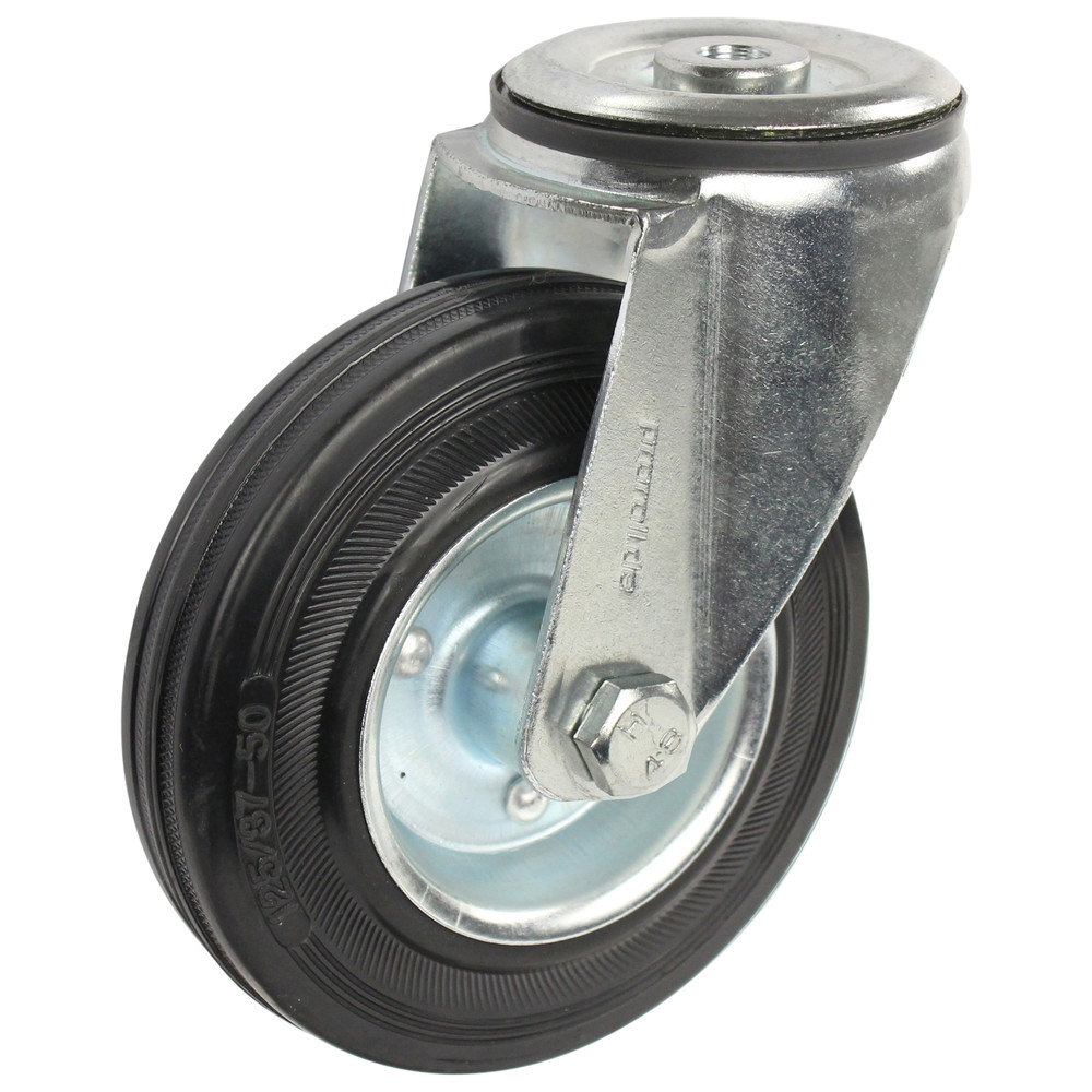 Transportstyrhjul med hål i baksidan, utan broms, ESD, 125 mm, 12,5 mm