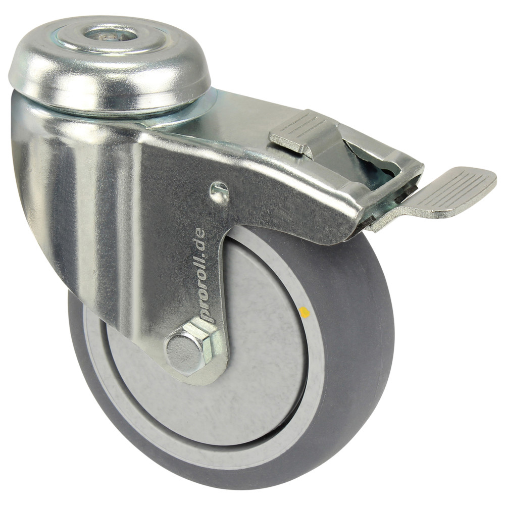 Equipment castor, ESD, 125 mm, load capacity 100 kg, with brake