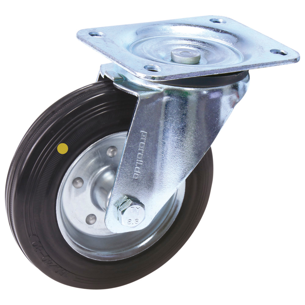 Transport swivel castor with mounting plate, ESD, 160 mm, without brake