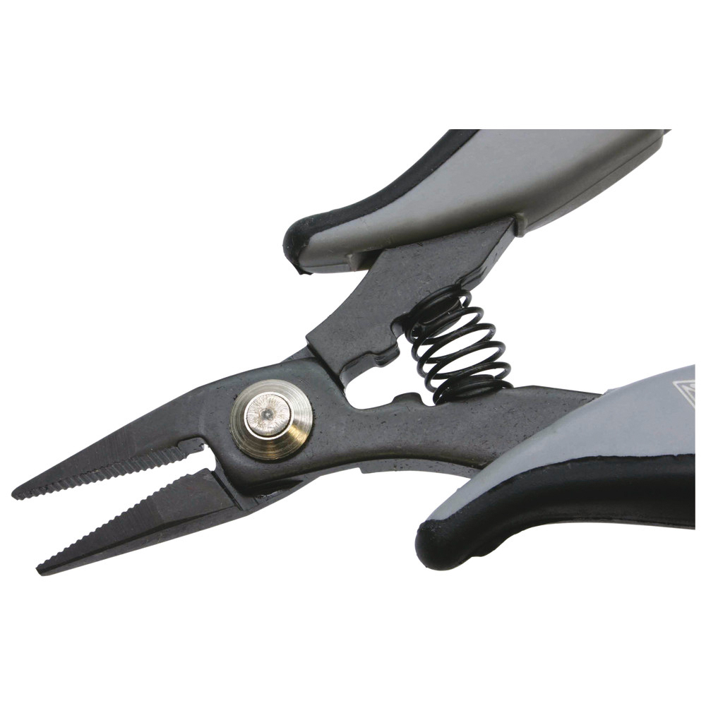 Flat-nose pliers, short, knurled gripping surfaces, 2.0 mm, ESD handles