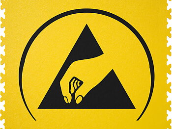 Floor marking tile ´ESD´, X-Log, smooth texture, yellow, 7mm