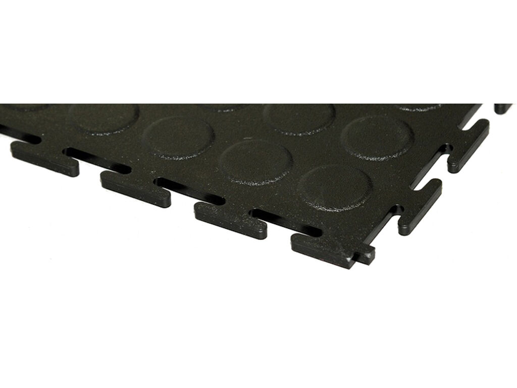 PVC floor tile, black, standard, studded, 4 pieces, 500 x 500 x 7 mm