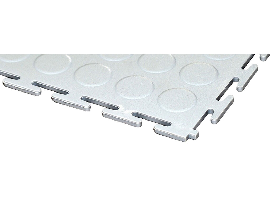 PVC floor tile, light grey, standard, studded, 4 pieces, 500 x 500 x 7 mm