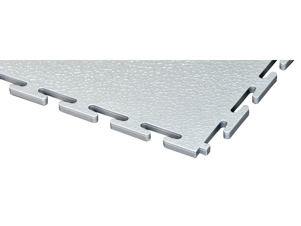 PVC floor tile, light grey, standard, smooth, 4 pieces, 500 x 500 x 7 mm