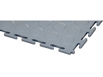 PVC floor tile, grey, standard, studded, 4 pieces, 500 x 500 x 7 mm
