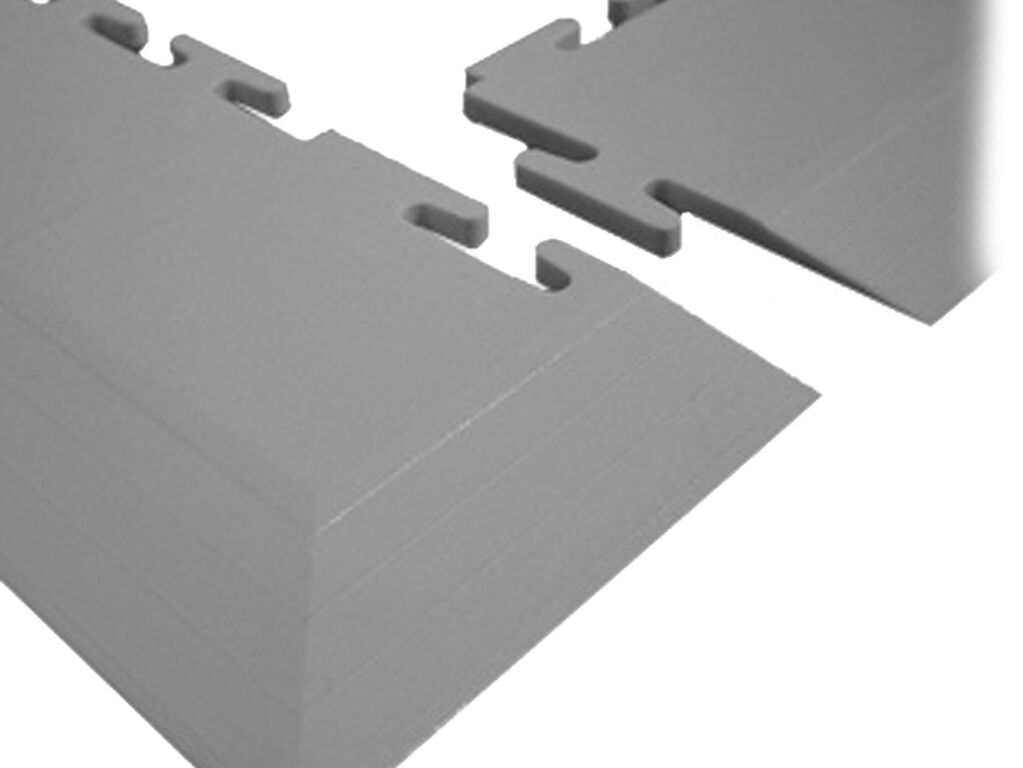 PVC corner ramp, gray (RAL7015), 10 mm > 1 mm, 590 x 90 mm, 1 piece