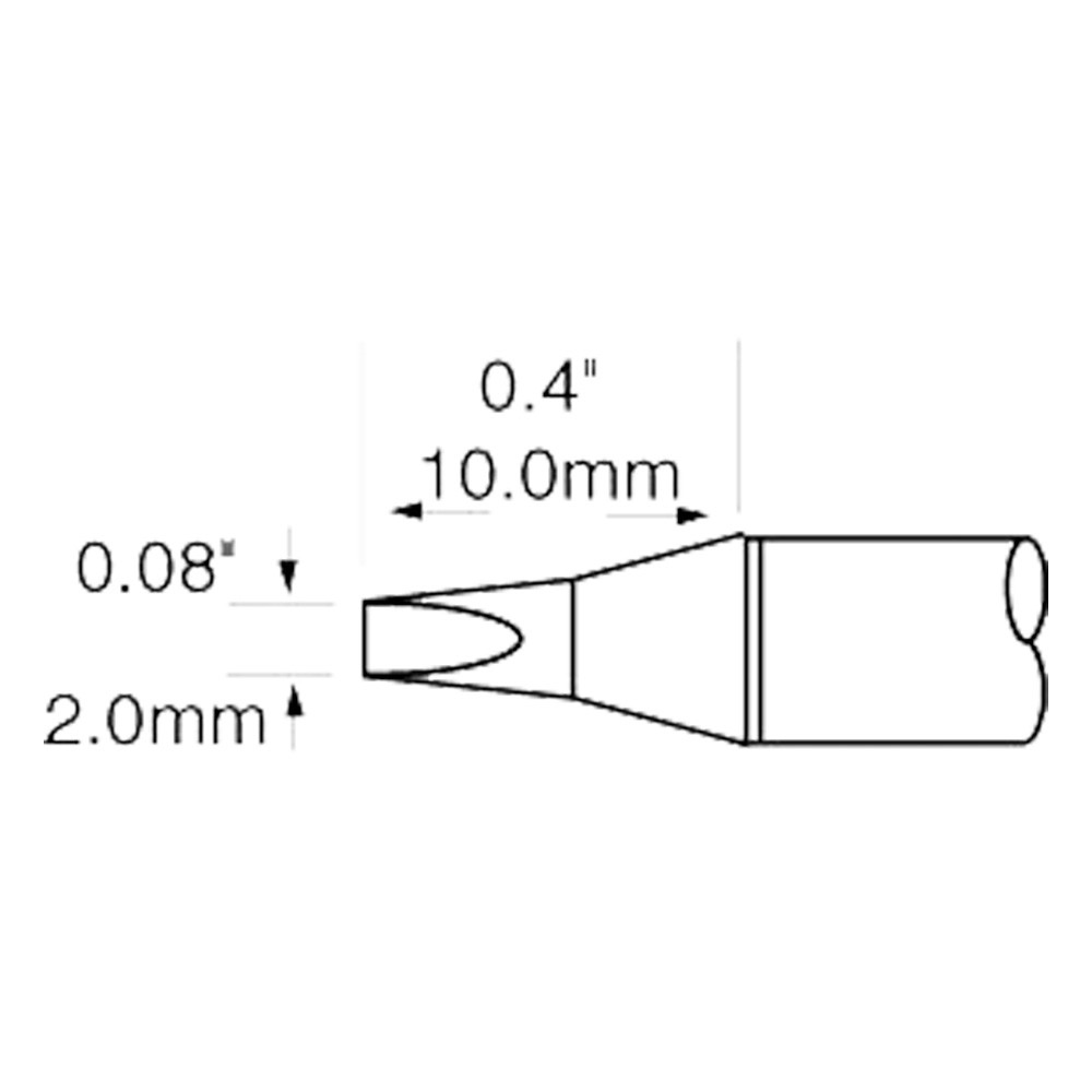 Solder cartridge for MFR-H1-SC, 2.0 x 10.0 mm, chisel, bent, 460 °C