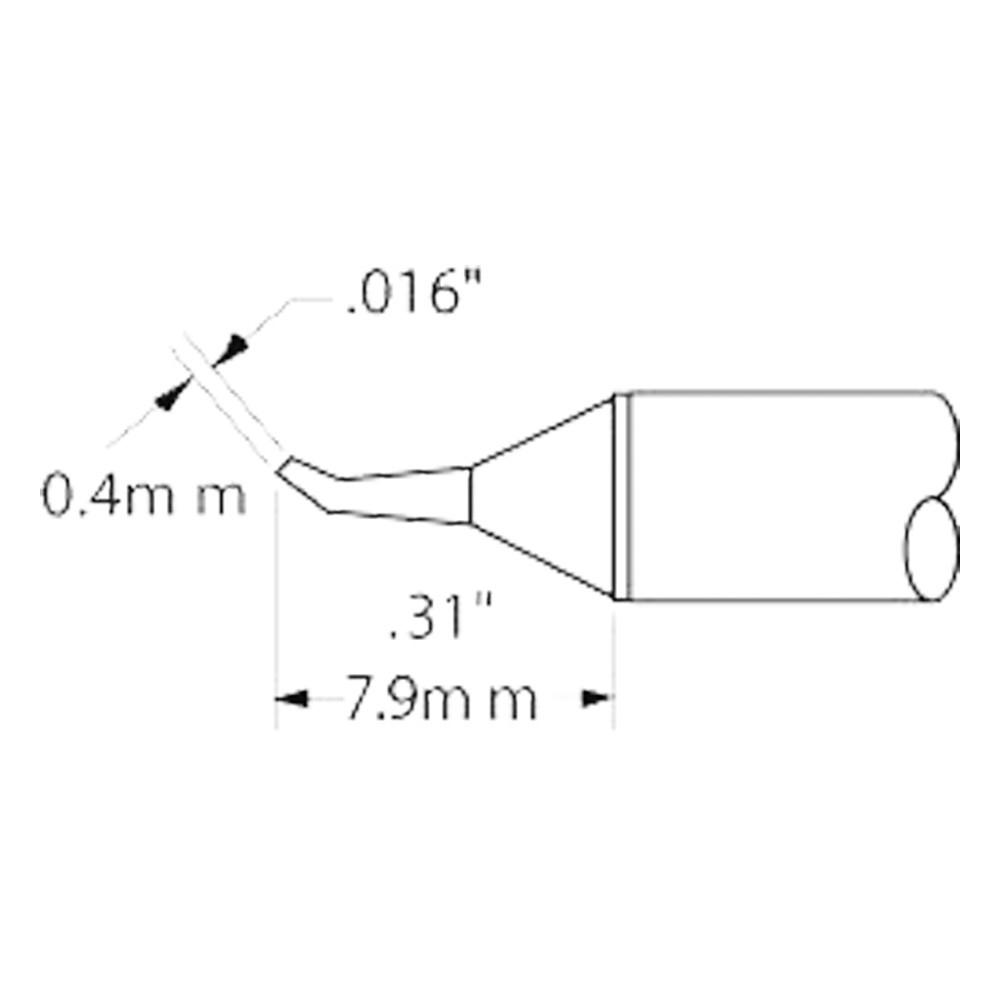 Soldering tip for MX-500 STTC, 0.4 mm, 7.9 mm, tapered, angled