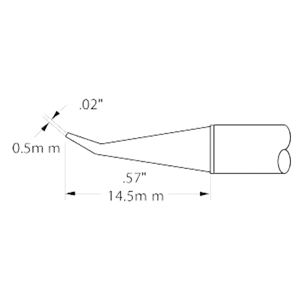 Soldering tip for MX-500 STTC, 0.5 mm, 14.5 mm, tapered, bent