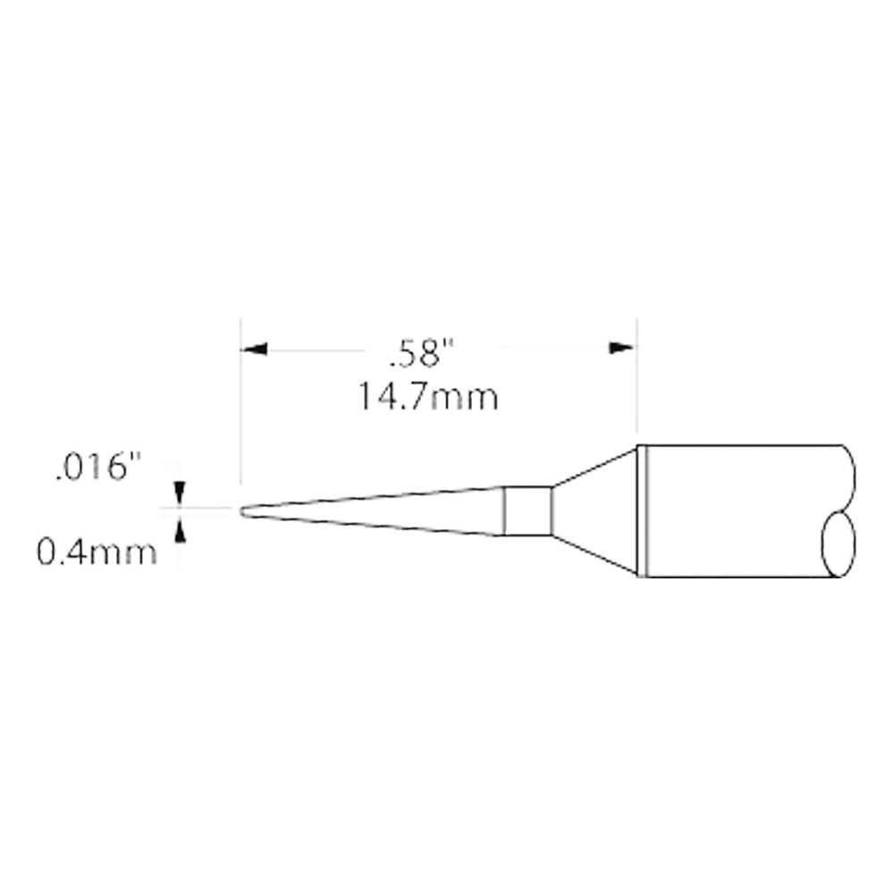 Soldering tip for MX-500 STTC, 0.4 mm, 14.7 mm, conical