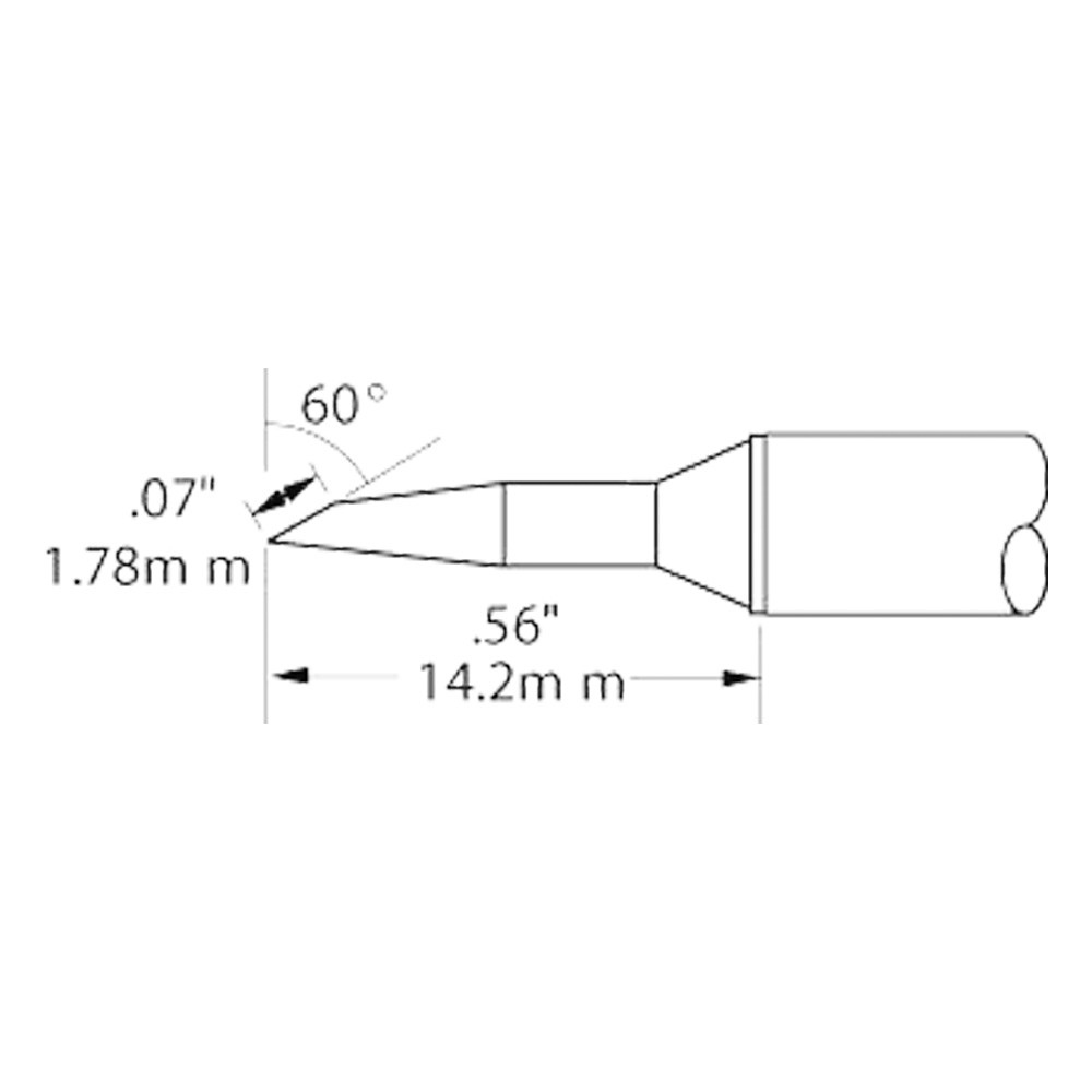 Soldering tip for MX-500 STTC, 1.78 mm, 14.2 mm, conical, beveled