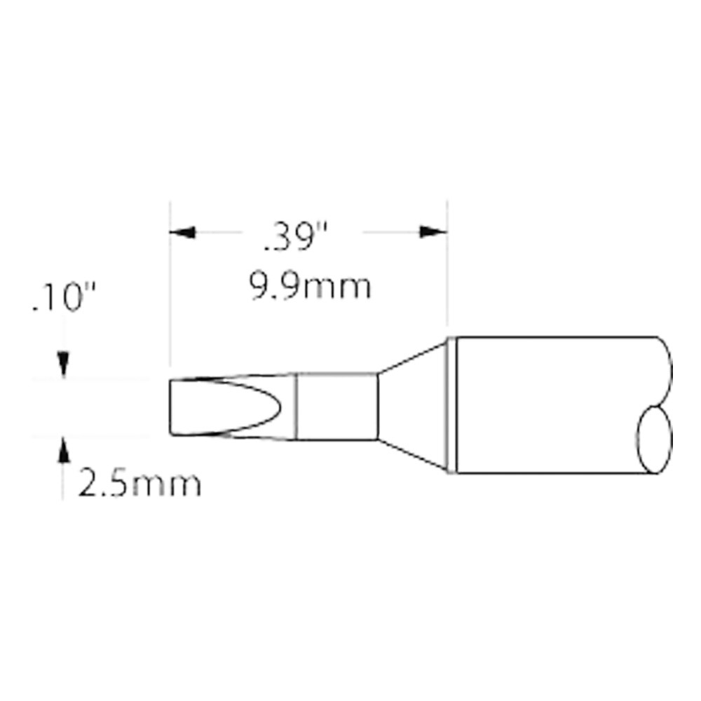 Soldering tip for MX-500 STTC, 2.5 mm, 9.9 mm, chisel shape