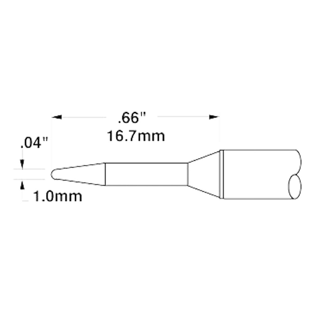Soldering tip for MX-500 STTC, 1.0 mm, 16.7 mm, tapered