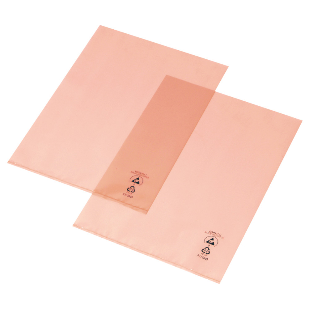 Permastat document sleeve, ESD, pink, without perforated edge, open on two sides