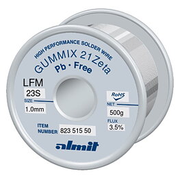 Blyfri lödtråd, Gummix 21Zeta LFM-23-S, 0,65 mm, 500 g
