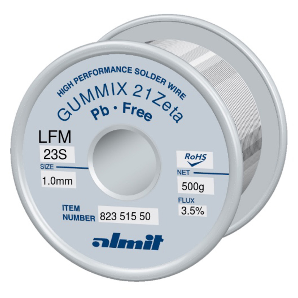 Blyfri lödtråd, Gummix 21Zeta LFM-23-S, 1,0 mm, 500 g